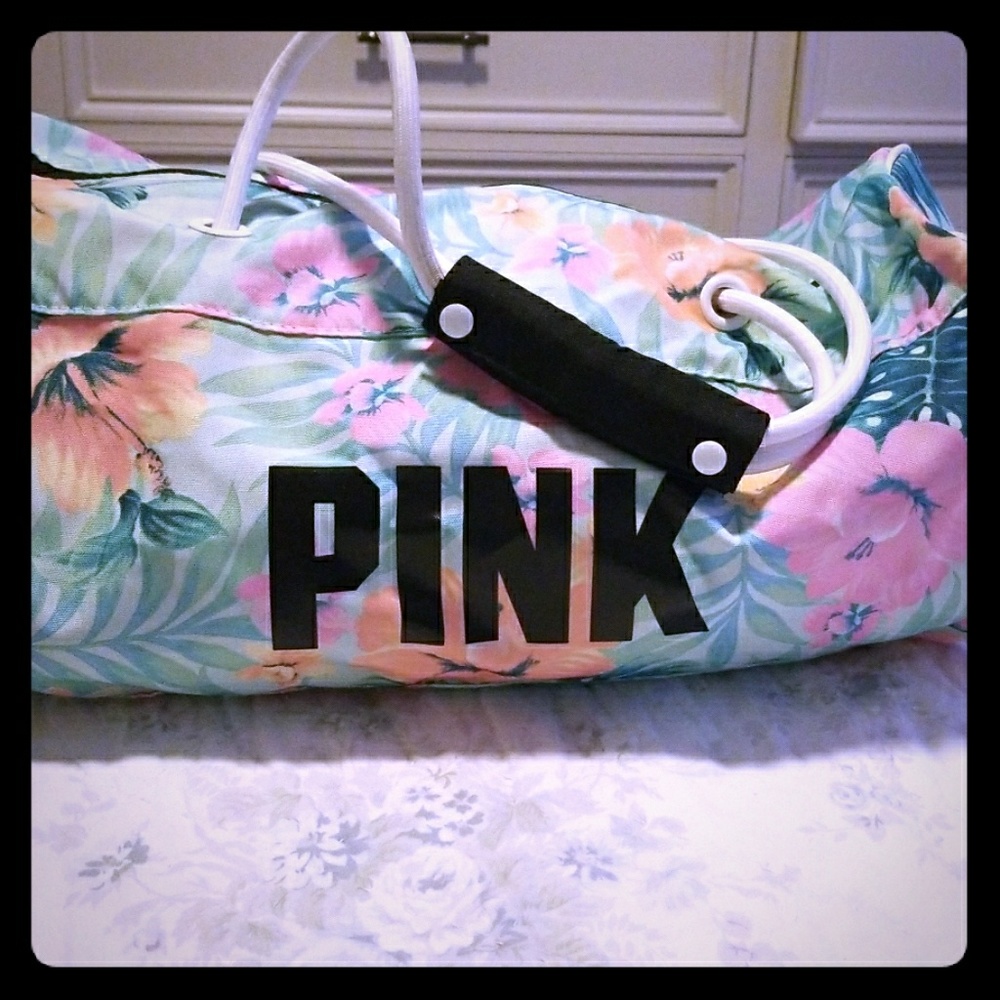 Pink duffle bag